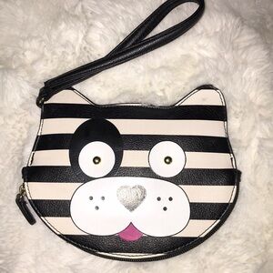 Betsey Johnson Striped Puppy Face Wristlet 🐶